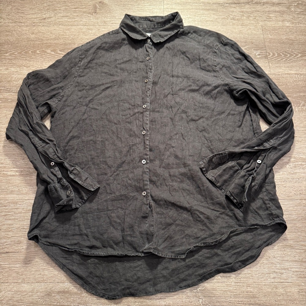 Assembly Label Shirt Women 12 Black 100% Linen Whimsigoth Top Dark Academia